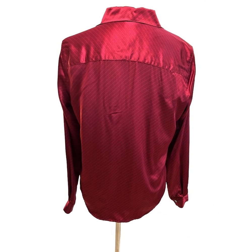 City Silk Red Silk Blouse‎ Evening Party Classic Modern Professional Business - Picture 2 of 6